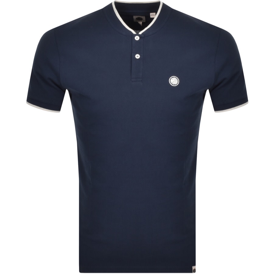 Alternative Image for ProductPretty Green Pique Grandad Collar T Shirt Navy1